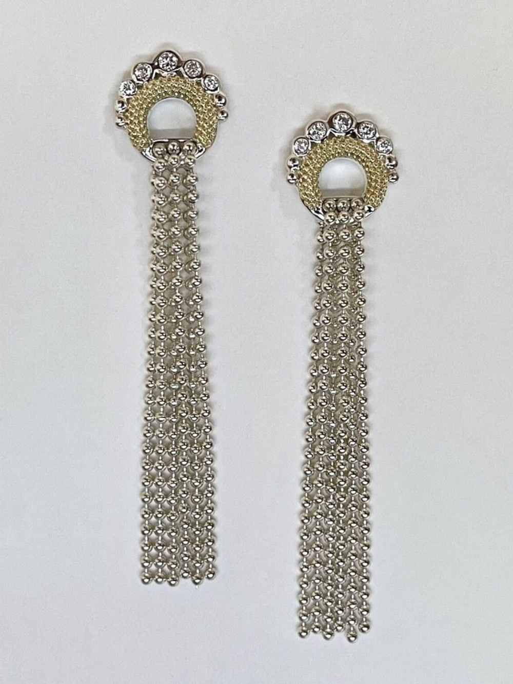 LAGOS Caviar Lux Diamond Caviar Circle Tassel Earrings Sterling Silver